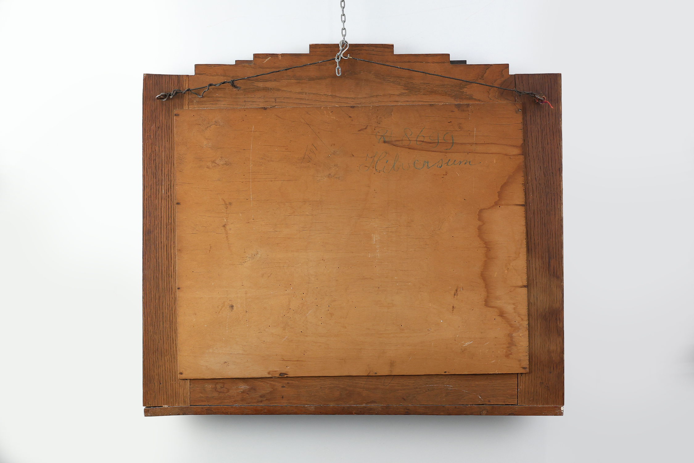 Amsterdam School style solid Oak Mirror, The Netherlands ca. 1915thumbnail